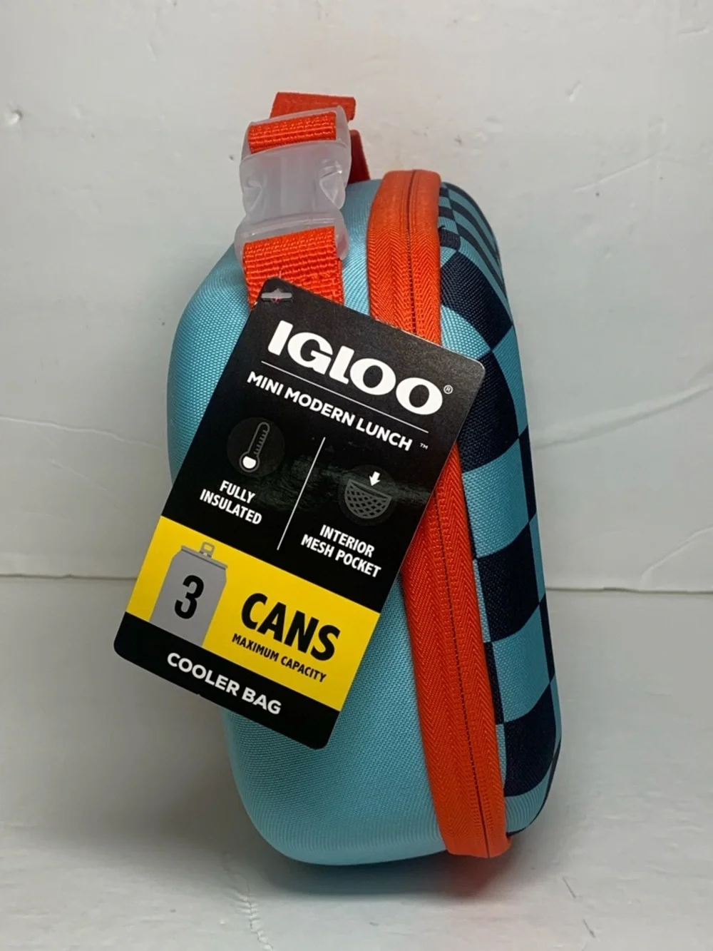 Igloo Hard Liner Storage Lunchbox Bag  6 Cans Checker Blue NWT
